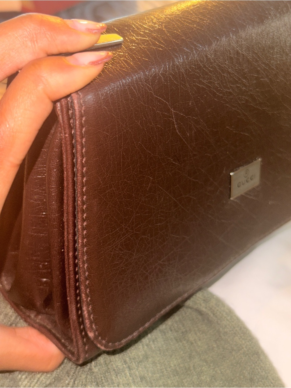 Gucci Chocolate Brown Leather clutch